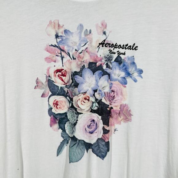 Abercrombie & Fitch T Shirt Print Short Sleeve White Floral Casual - XL - Picture 3 of 5